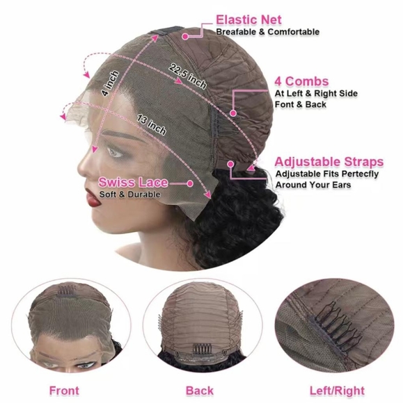 20" 180% Density Natural Black Kinky Curly 13x4 Lace Frontal Brazilian Hair Wig - Picture 7 of 9